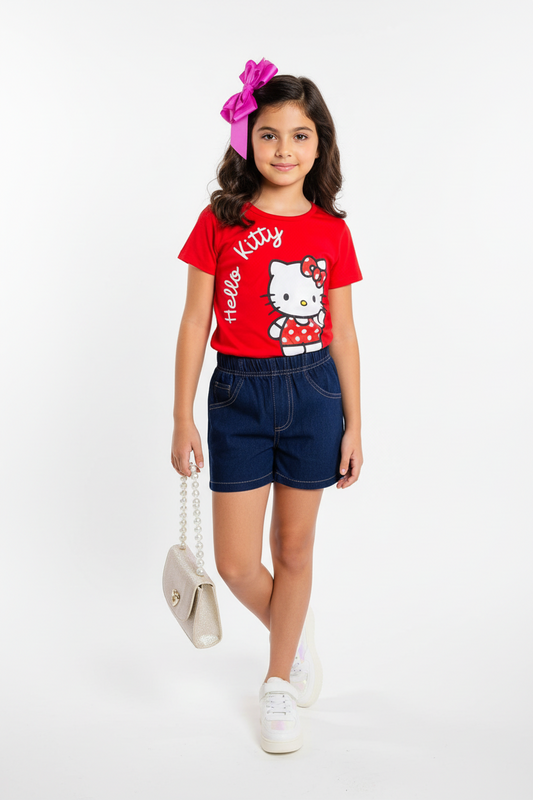 Set 2 piezas niña camisa roja Hello Kitty H9-HK-102D 490390