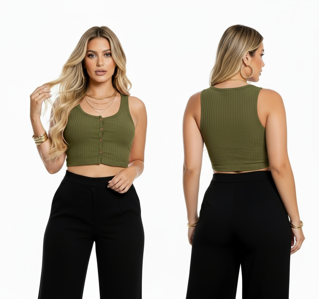 Camisa dama blusa verde olivo chic mi CTD1169-57 445390