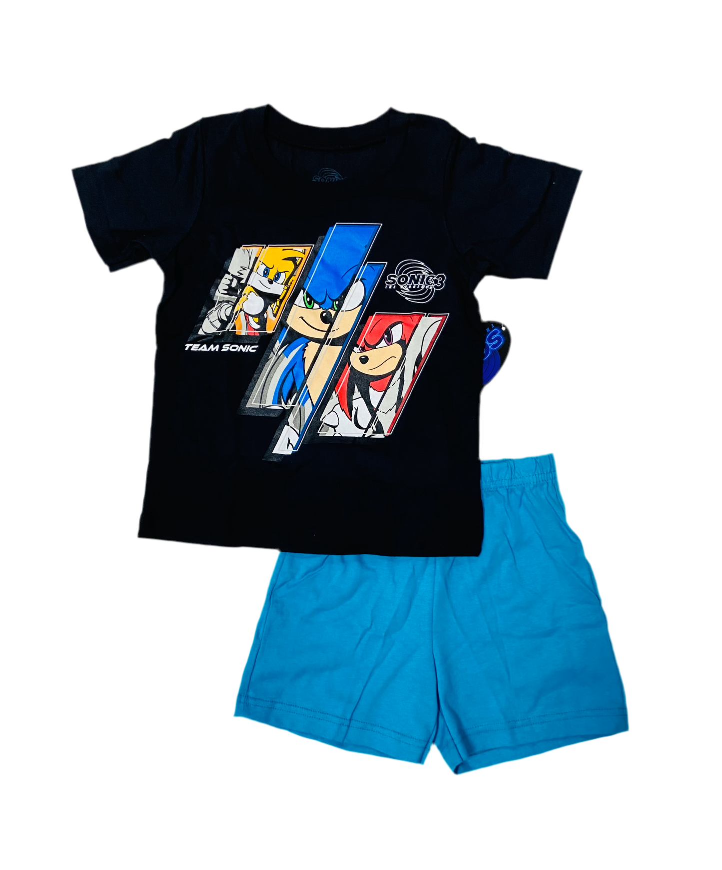 Set Conjunto Sonic camisa negra short azul 3000173901-8