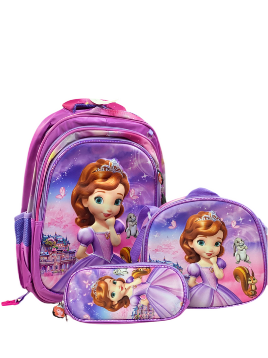Mochila en Set princesa Sofia  “17” pulgadas lonchera y lapicera