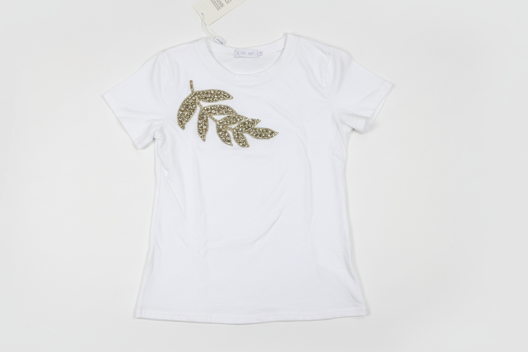 Camisa Blusa Dama blanca camiseta brillos CTD1227-19  590390