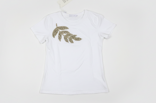 Camisa Blusa Dama blanca camiseta brillos CTD1227-19  590390