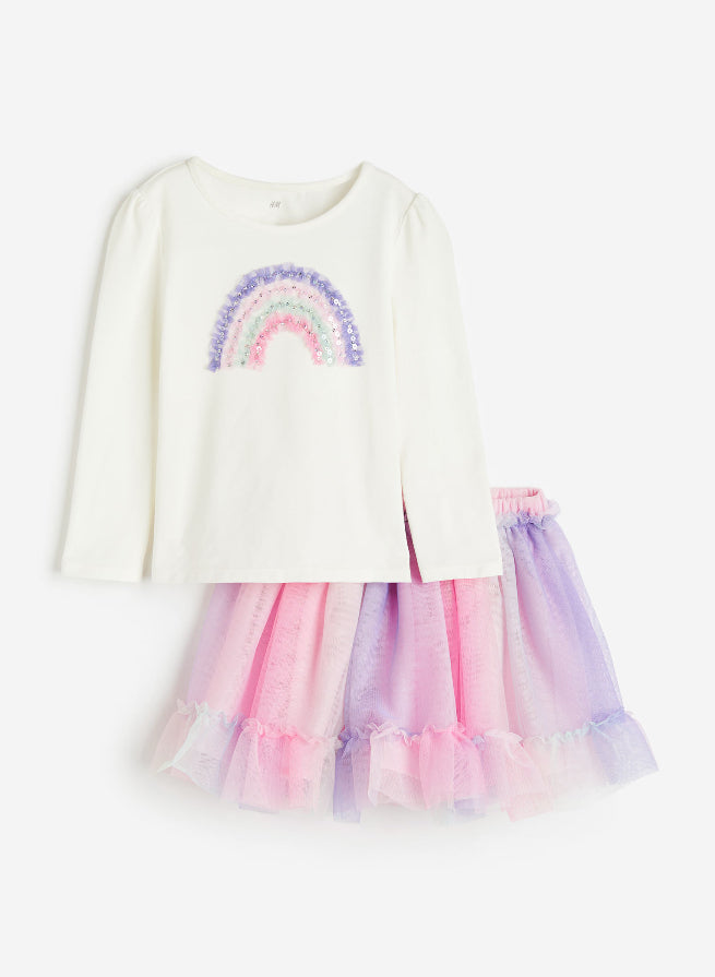 Set 2 piezas arcoiris niña H&M falda tutu