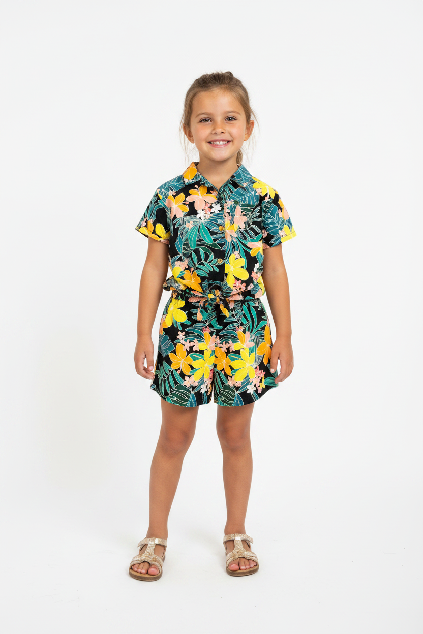 Set 2 piezas niña Old navy hawaiano flores promo