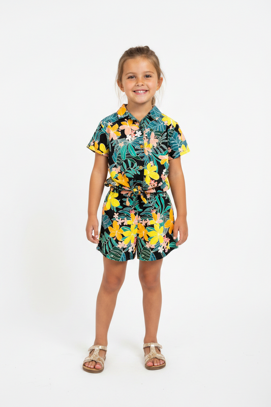 Set 2 piezas niña Old navy hawaiano flores promo