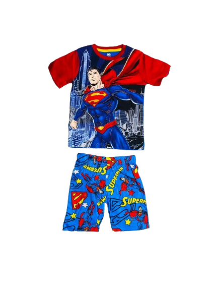 Set 2 piezas pijama short superman niño
