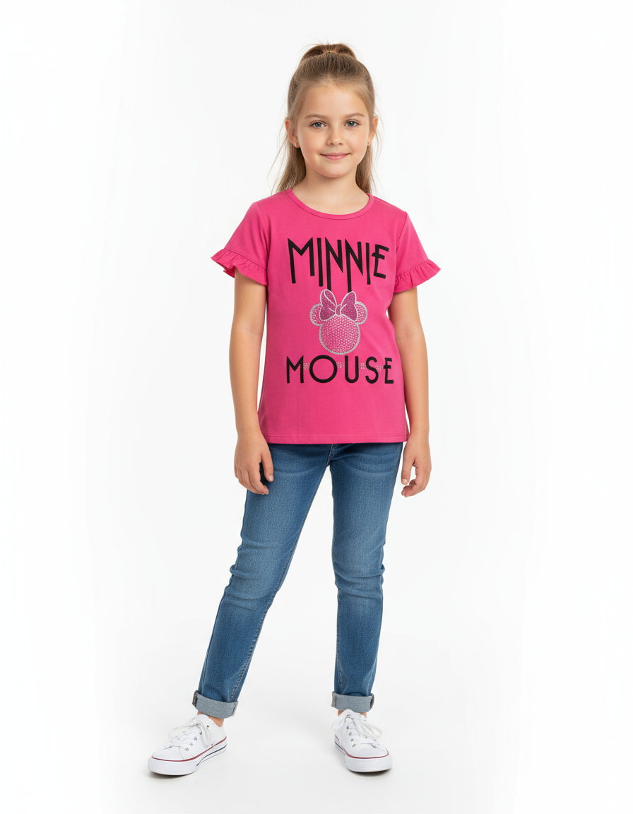 Camisa rosado fucsia perlas niña Minnie Disney MM-2503 promo 3x1000