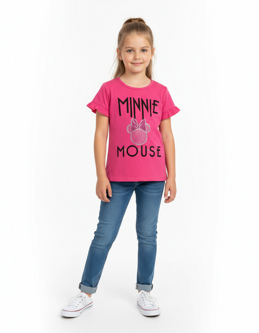 Camisa rosado fucsia perlas niña Minnie Disney MM-2503 promo 3x1000