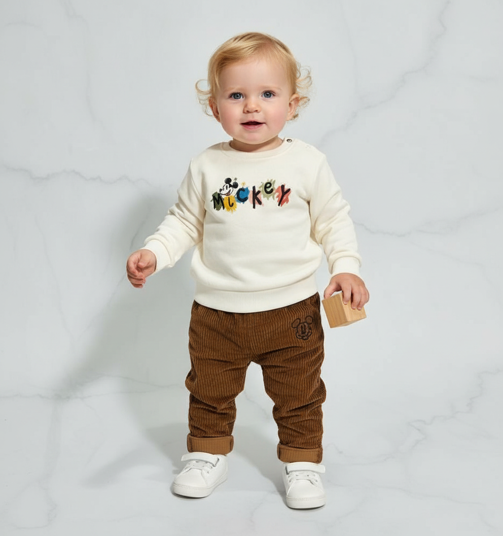 Set 2 piezas Mickey Disney café y beige Niño