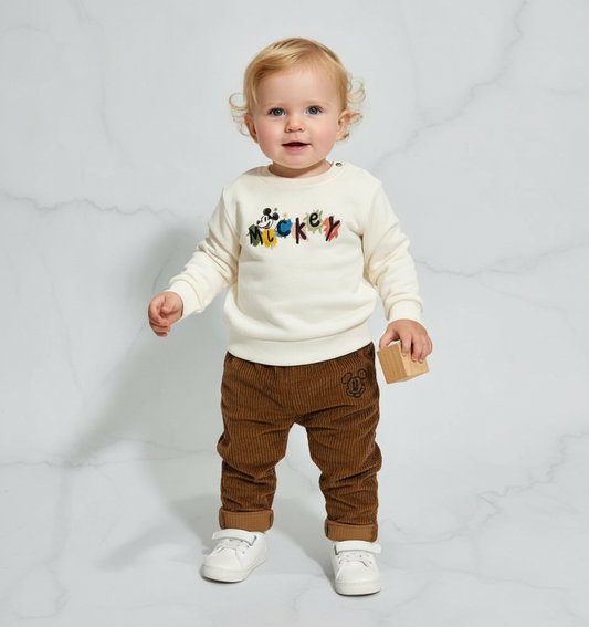 Set 2 piezas Mickey Disney café y beige Niño