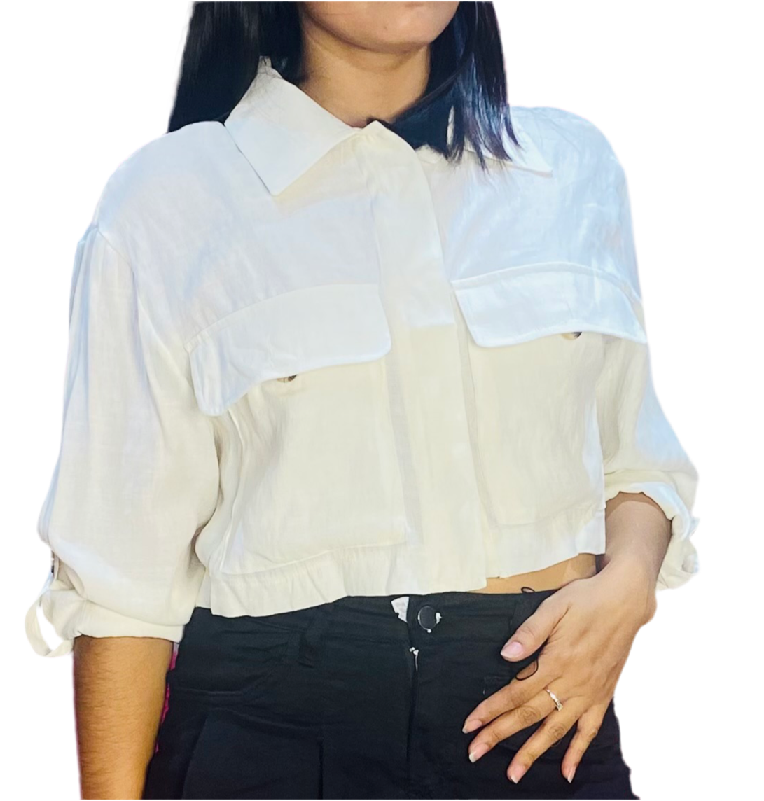 Camisa con mangas dama beige CTD1210-4 490390