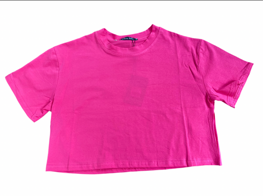 Camisa crop top basic rosado fucsia algodón camiseta  CTD1154-1 395280
