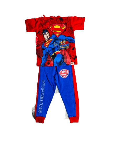 Set 2 piezas pijama superman camisa roja niño