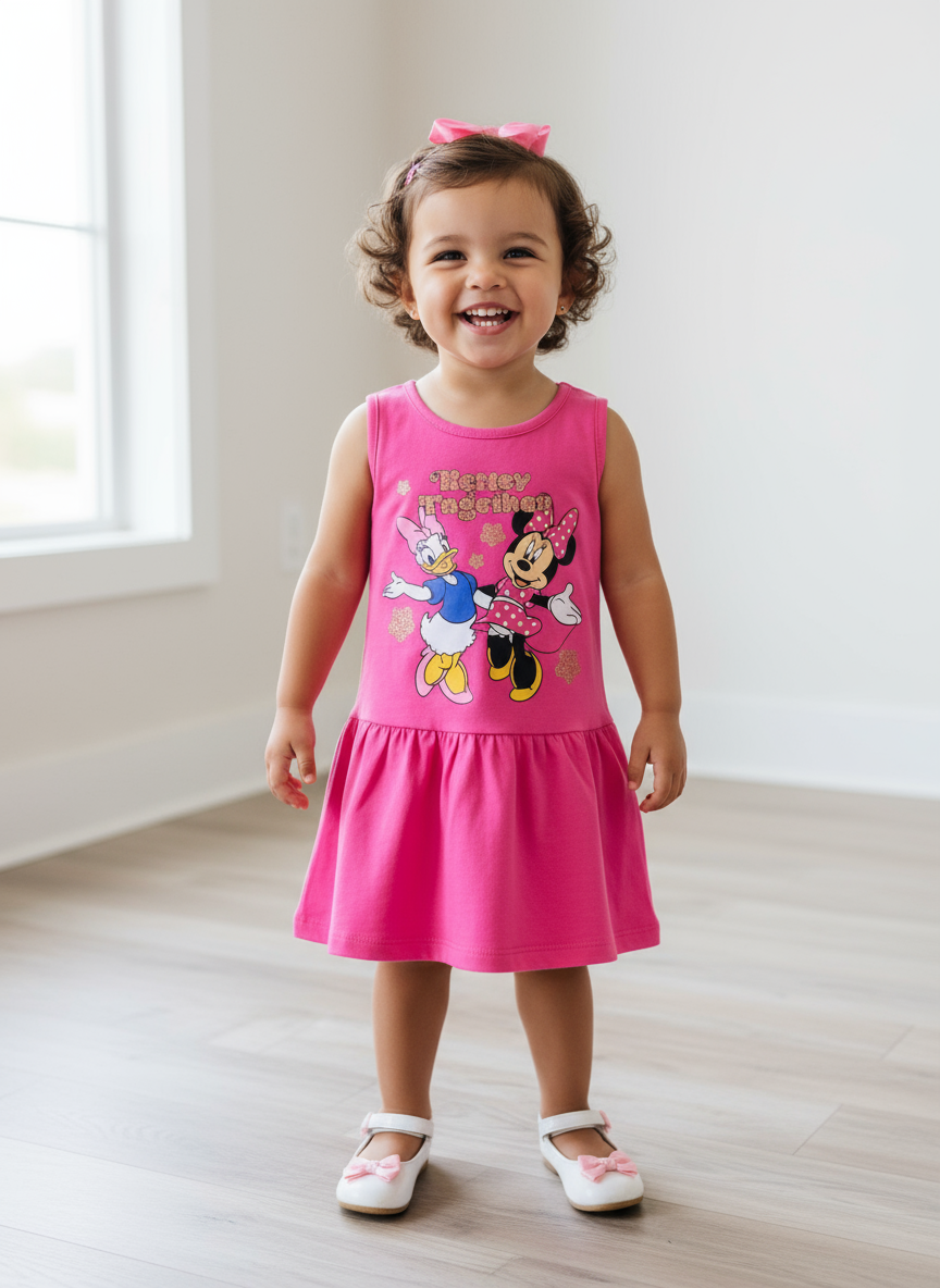 Vestido rosado Minnie Disney bebe niña promo 3x1000