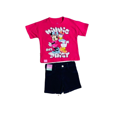 Set 2 piezas camisa rosado fusia bebe niña minnie disney