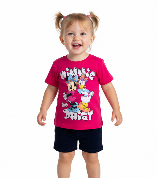 Set 2 piezas camisa rosado fusia bebe niña minnie disney promo 2x1000