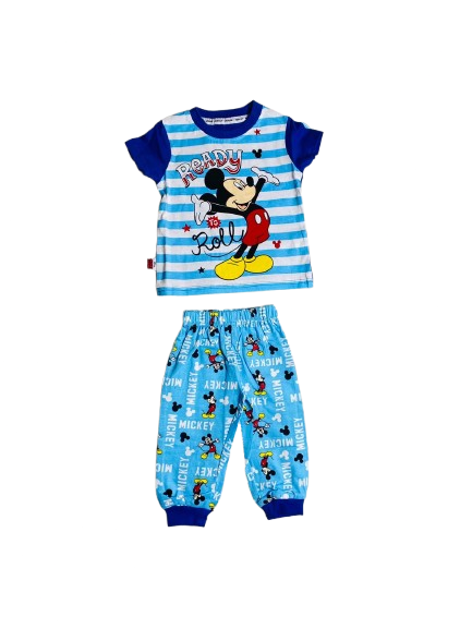 Set 2 piezas pijama Mickey azul celeste niño