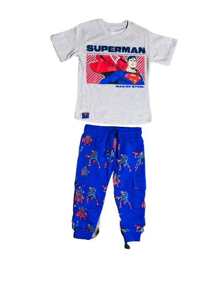Set 2 piezas pijama superman camisa gris niño