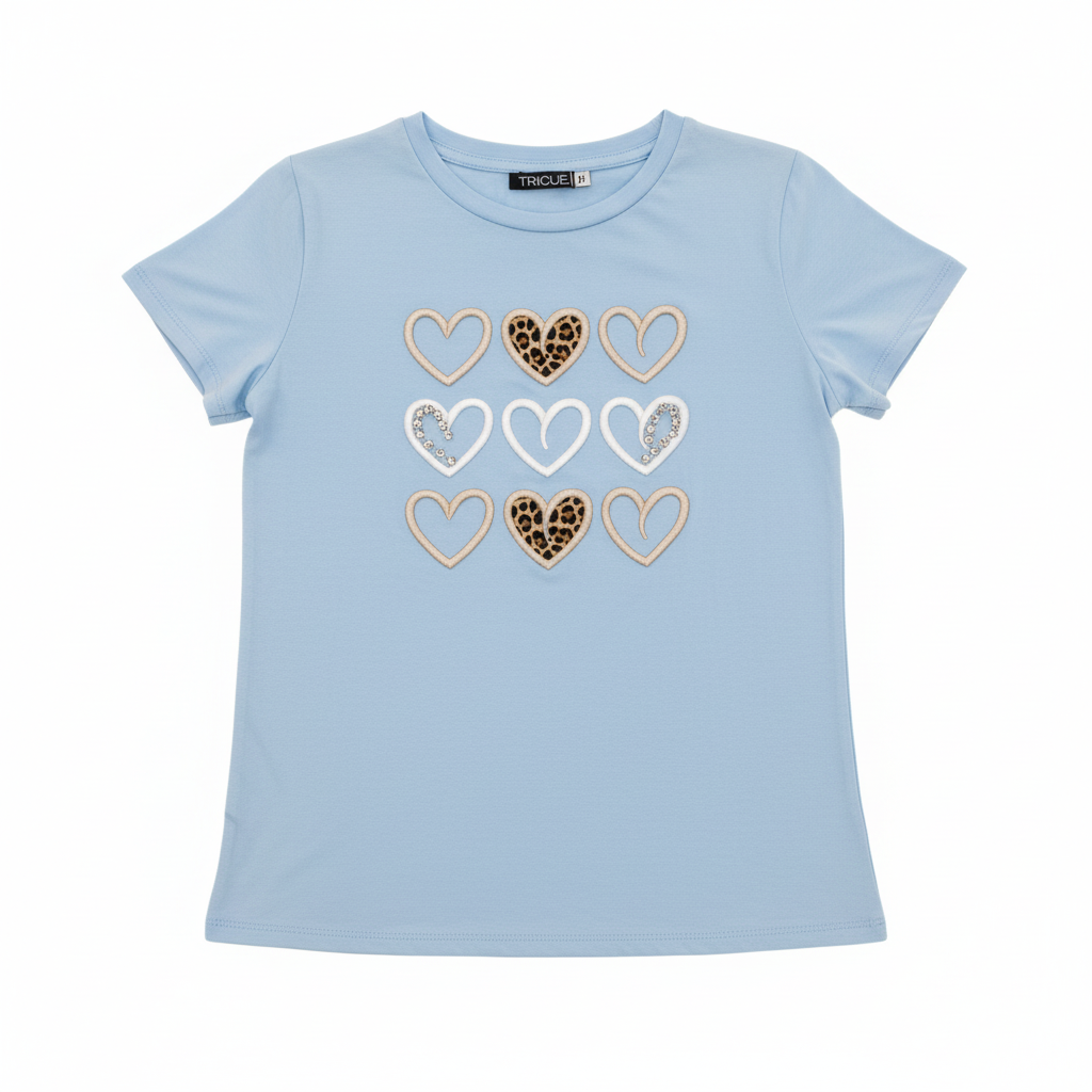 Camisa corazones bordados azul celeste Intrigue S-XL IN1-2213 425350