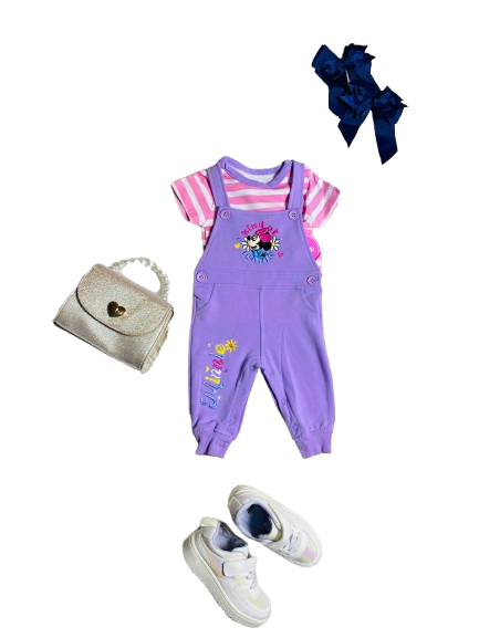 Set 2 piezas overall morado bebé niña Minnie disney