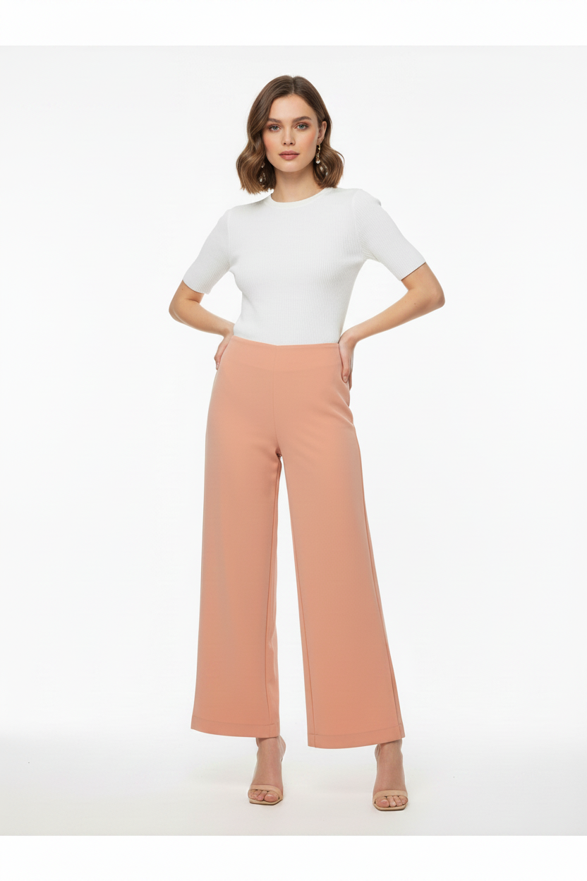 Pantalon formal dama Palazo flare pantaloneta salmón IN3-2326 590490