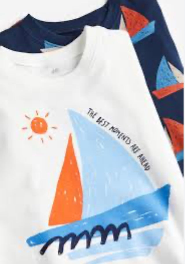 Set 2 camisas niño H&M azul y blanca