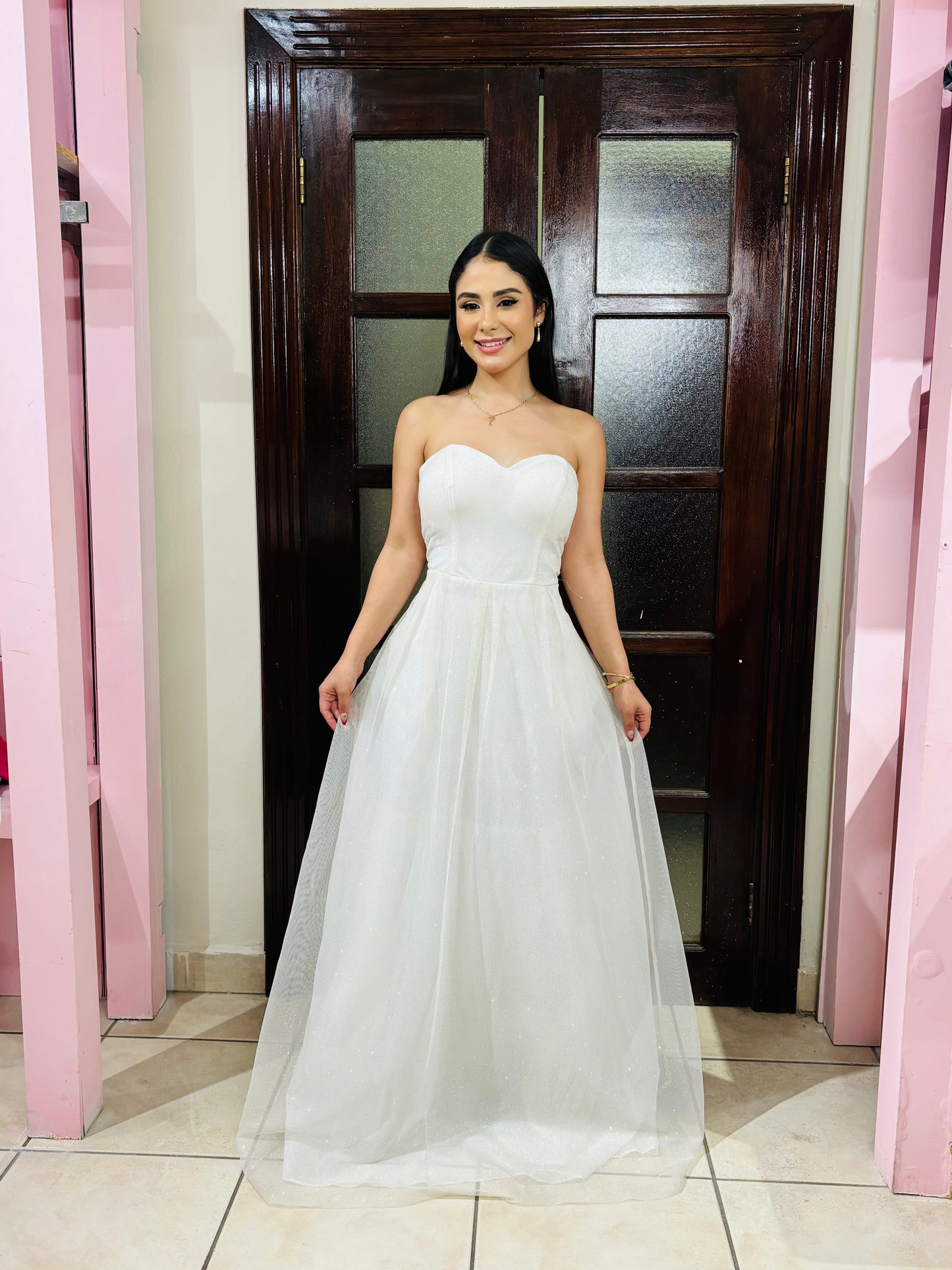 Vestido gala dama blanco SM