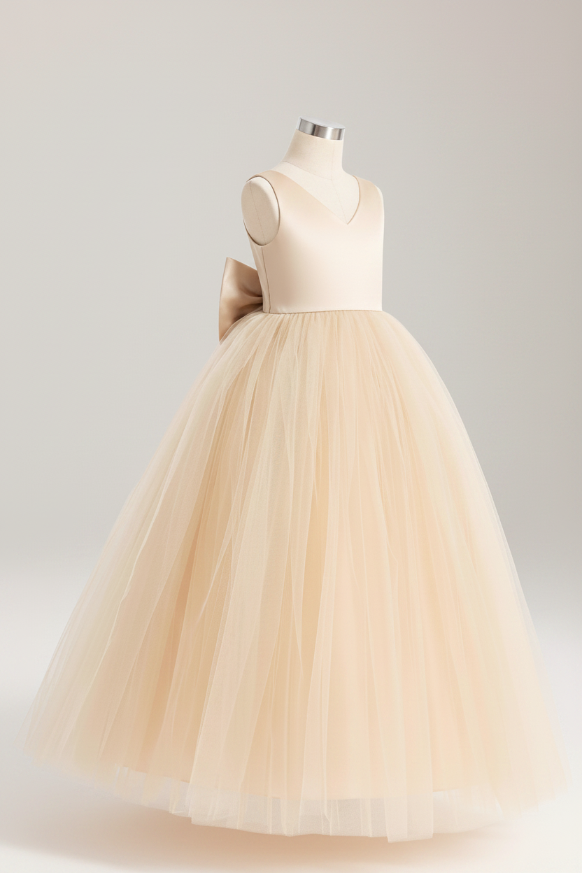 Vestido largo beige champangne evento gala