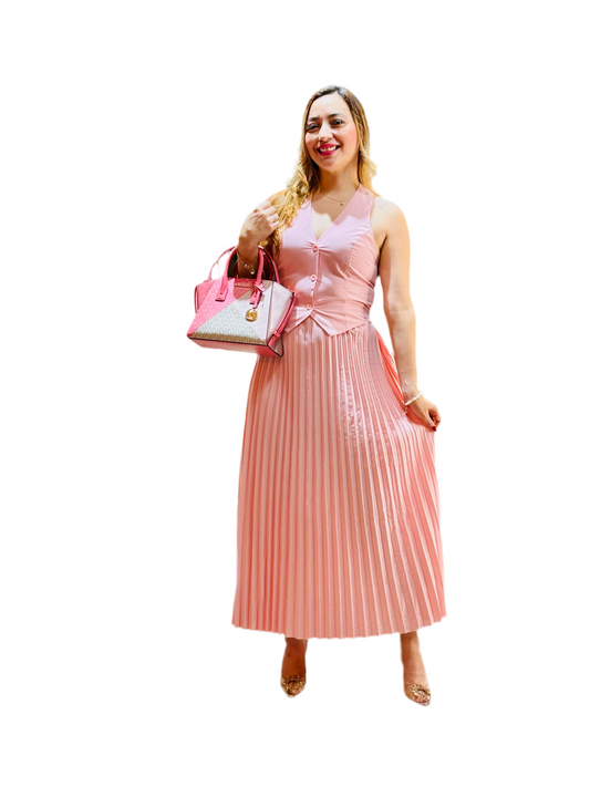 Set de dos piezas falda y top  rosa para dama mujer 1090790