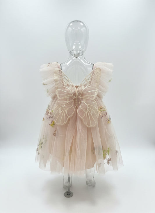 Vestido rosado mariposas gala niña