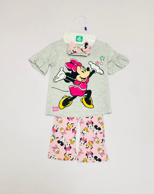 Set conjunto 2 piezas camisa gris pantalón rosado Minnie niña D9-MI-1286B