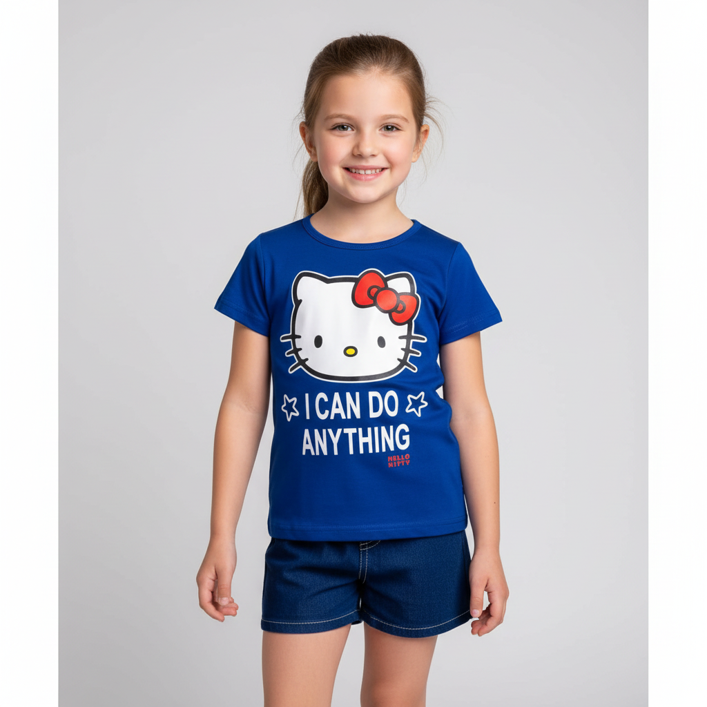 Set conjunto Hello Kitty camisa azul short azul H9-HK-100D 490390