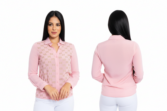 Camisa manga larga mujer con detalles CTD1191-29 rosa suave 590490 promo 2x1000