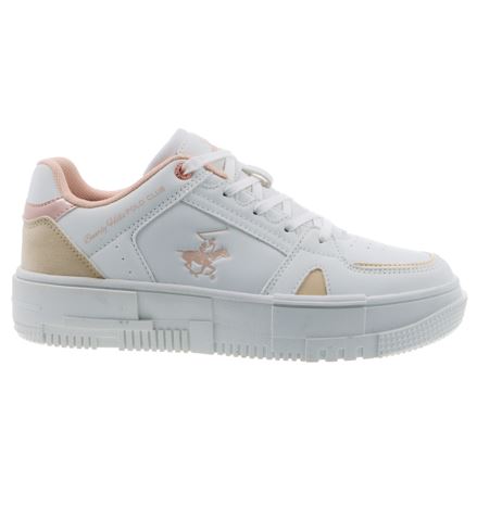 Tenis blancos beige Polo adulto mujer o niña grande ALIA-WHBG-W4-B