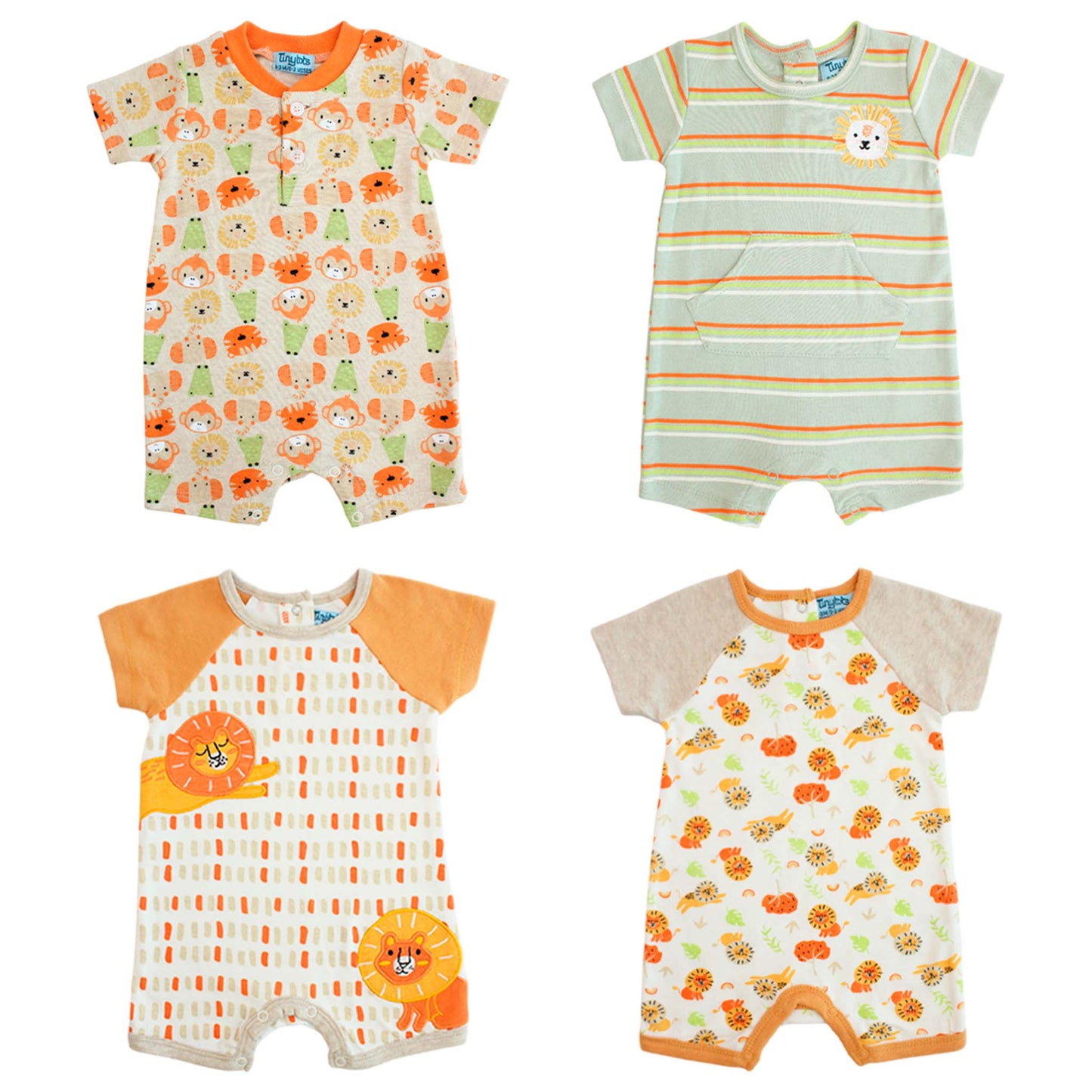 Set 2 mamelucos naranja animales bebe niño Tinytots AP14995