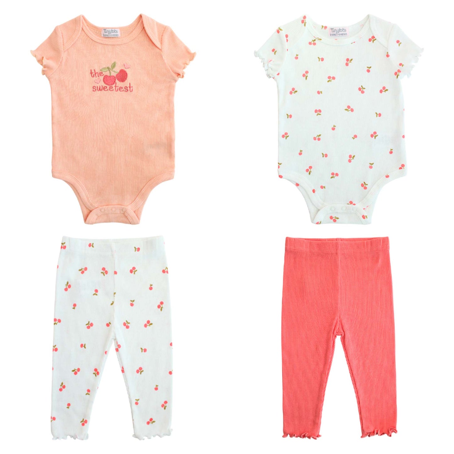 Pijama mameluco cereza salmón bebe niña Tinytots AP15074