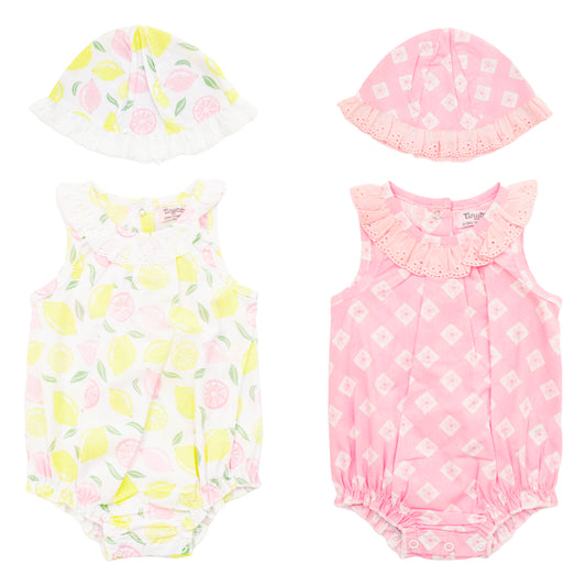 Set conjunto 2 piezas mameluco gorro rosado bebe niña Tinytots AP15613- NEW