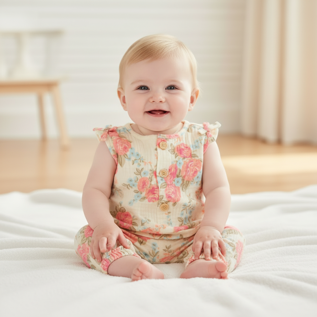 Set conjunto 2 piezas camisa pantalon blanco flores bebe niña Tintytots AP15824