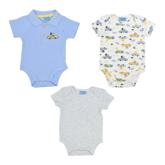 Set 3 mamelucos azul gris bebe niño Tinytots AP15978