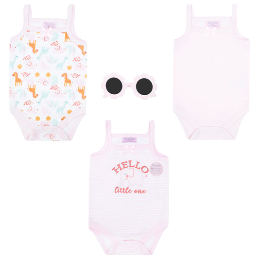 Set 4 piezas mamelucos morado lentes morados bebe niña Tinytots AP16011