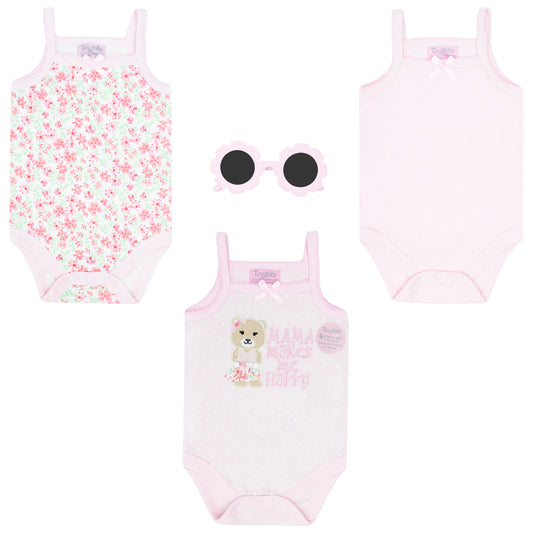 Set 4 piezas mamelucos rosado lentes rosado bebe niña Tinytots AP16014