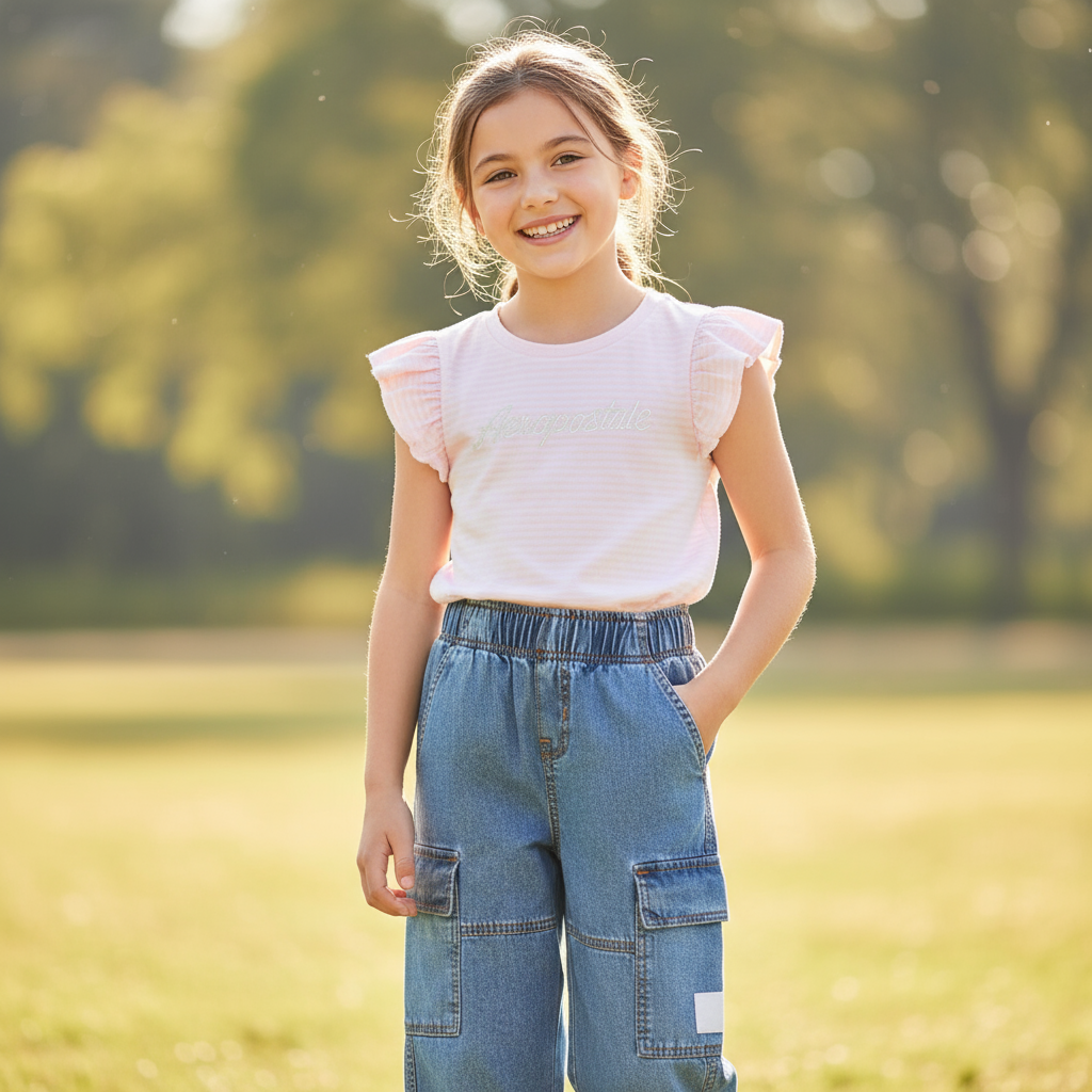 Set conjunto 2 piezas camisa rosada pantalon azul niña aeropostale Tinytots AYSQ49234BG