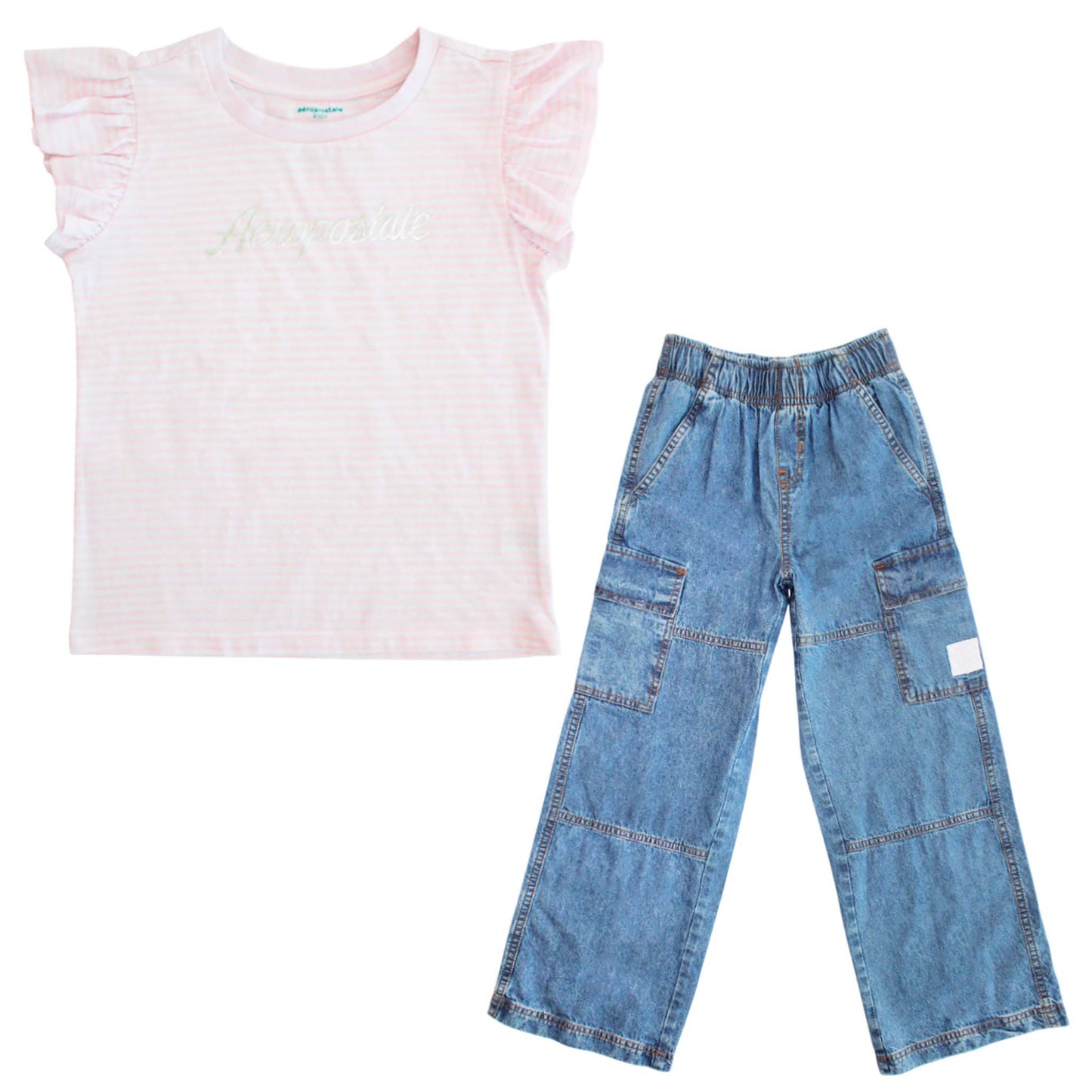 Set conjunto 2 piezas camisa rosada pantalon azul niña aeropostale Tinytots AYSQ49234BG