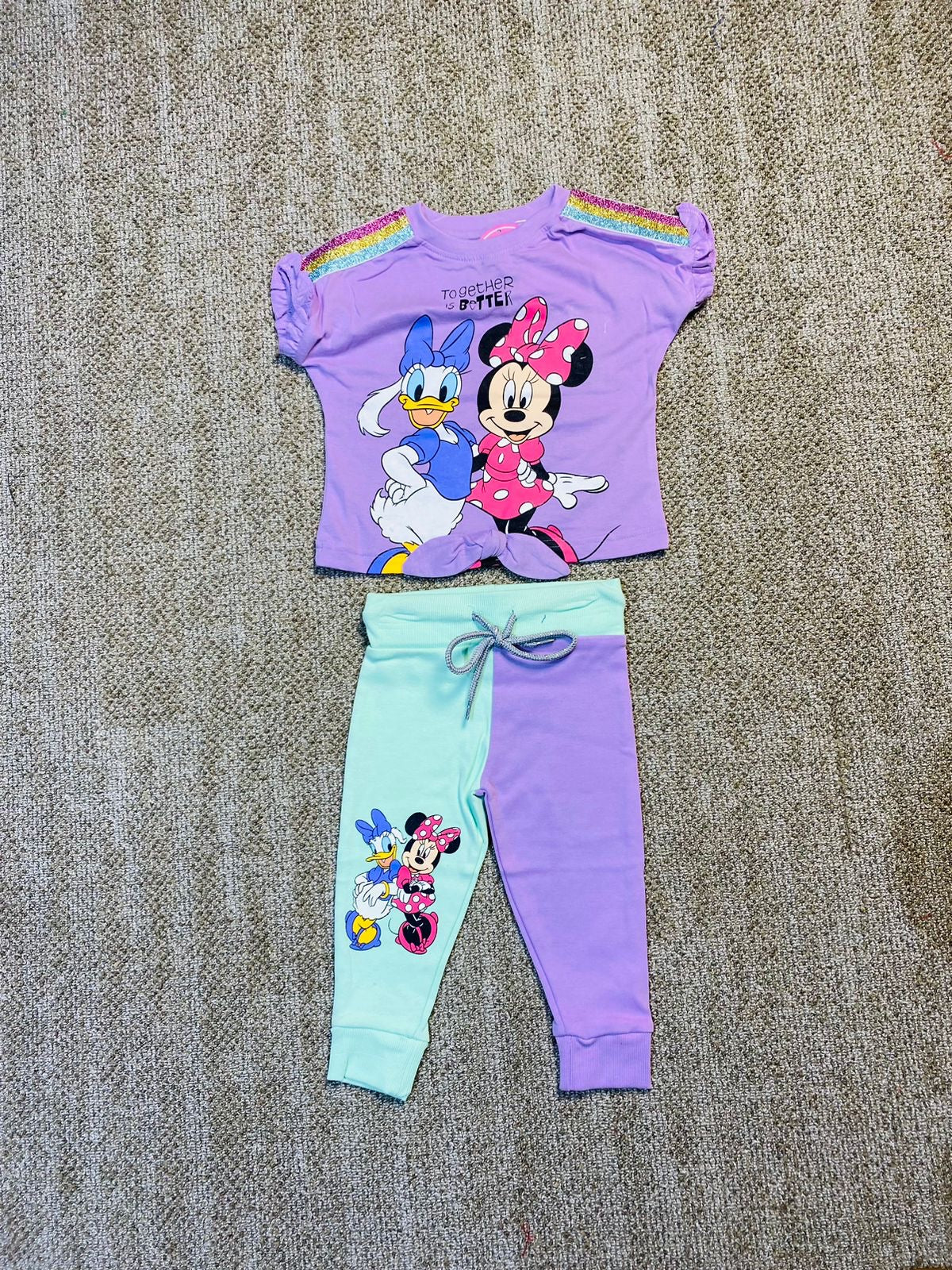 Set Conjunto 2 piezas morado verde bebé niña Minnie Disney