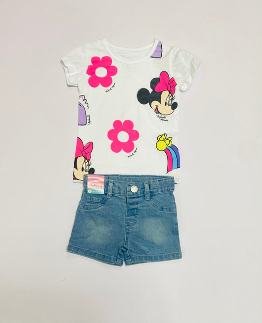 Set conjunto 2 piezas camisa blanca short azul claro Minnie niña Disney D9-MI-1396B