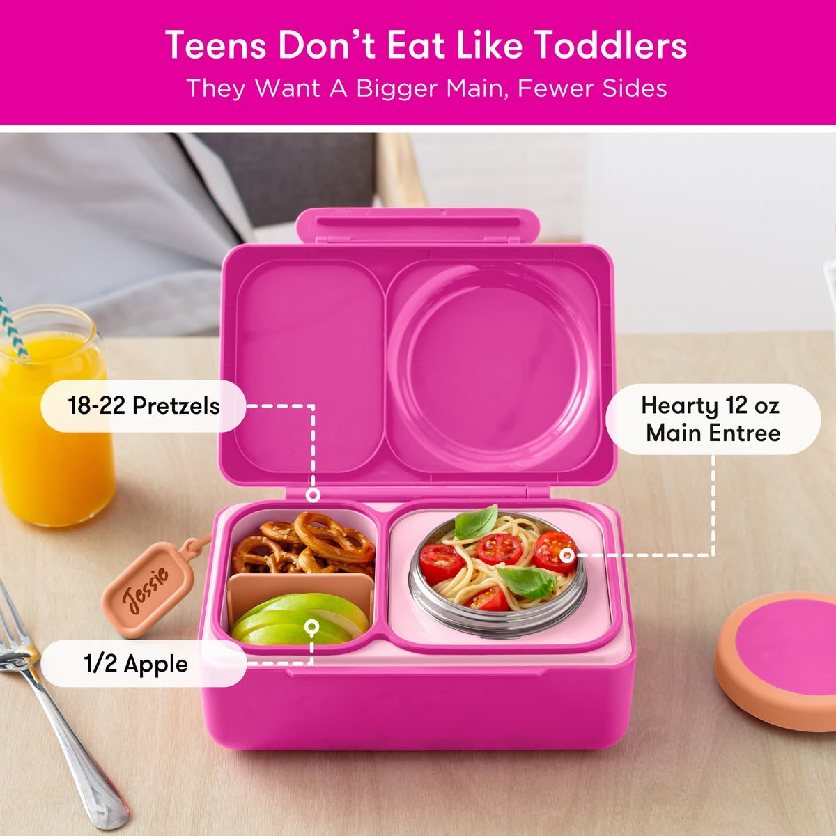 Lonchera accesorio para comida antiderrame niña niño OMIELIFE box up rosado