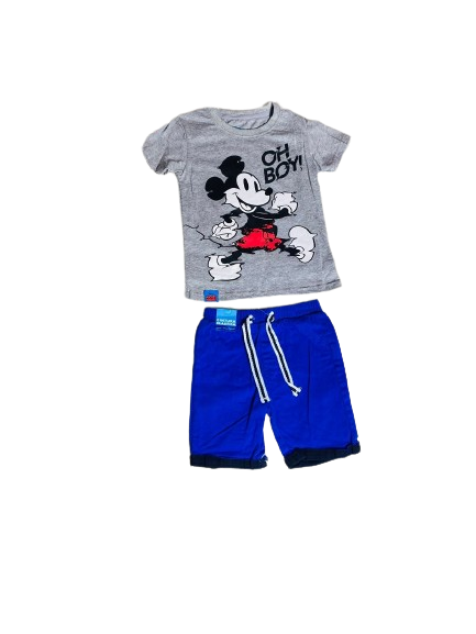 Set conjunto 2 piezas Mickey camisa gris bebe niño