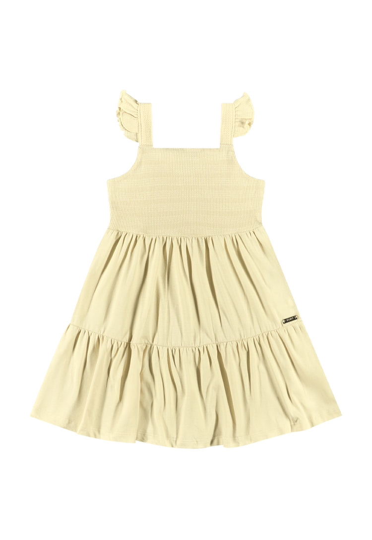 Vestido beige quimbykids niña 34187-120304 revuelos algodón