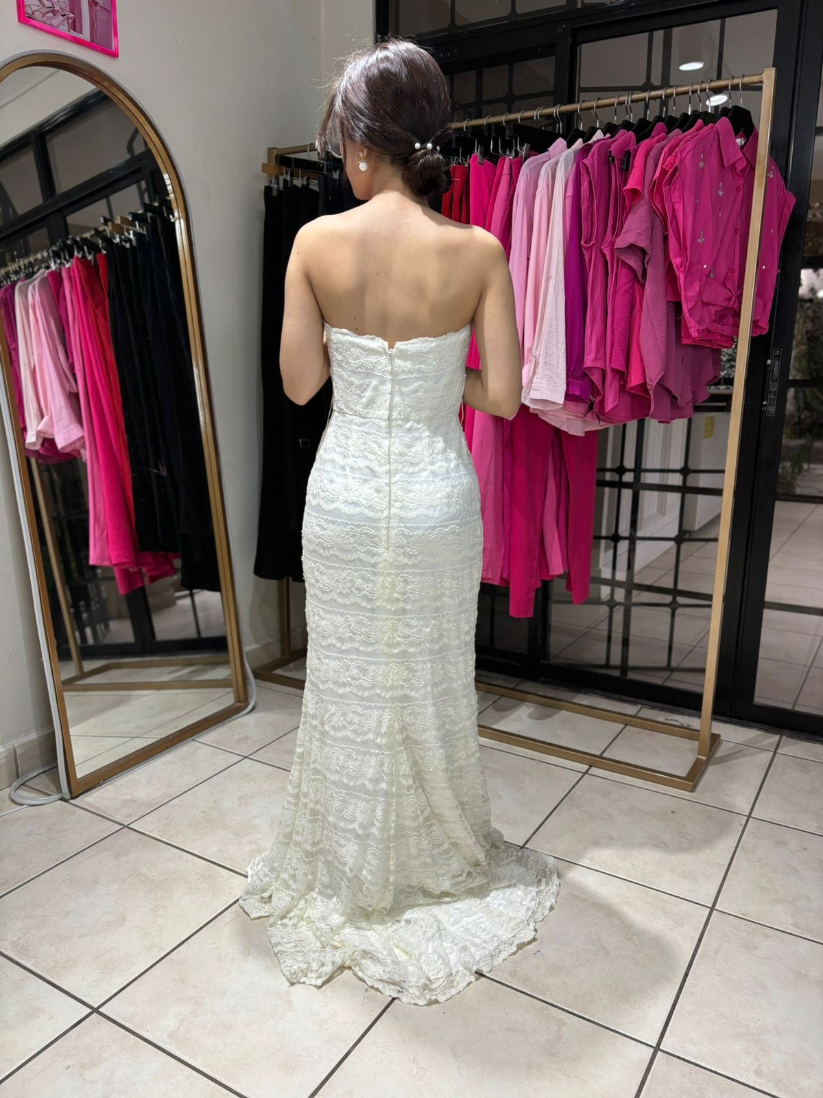 Vestido gala dama blanco novia talla 2