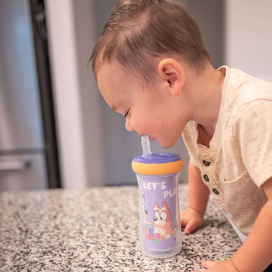 Vaso Bote termo Bluey de entrenamiento con pajilla bebé niño niña